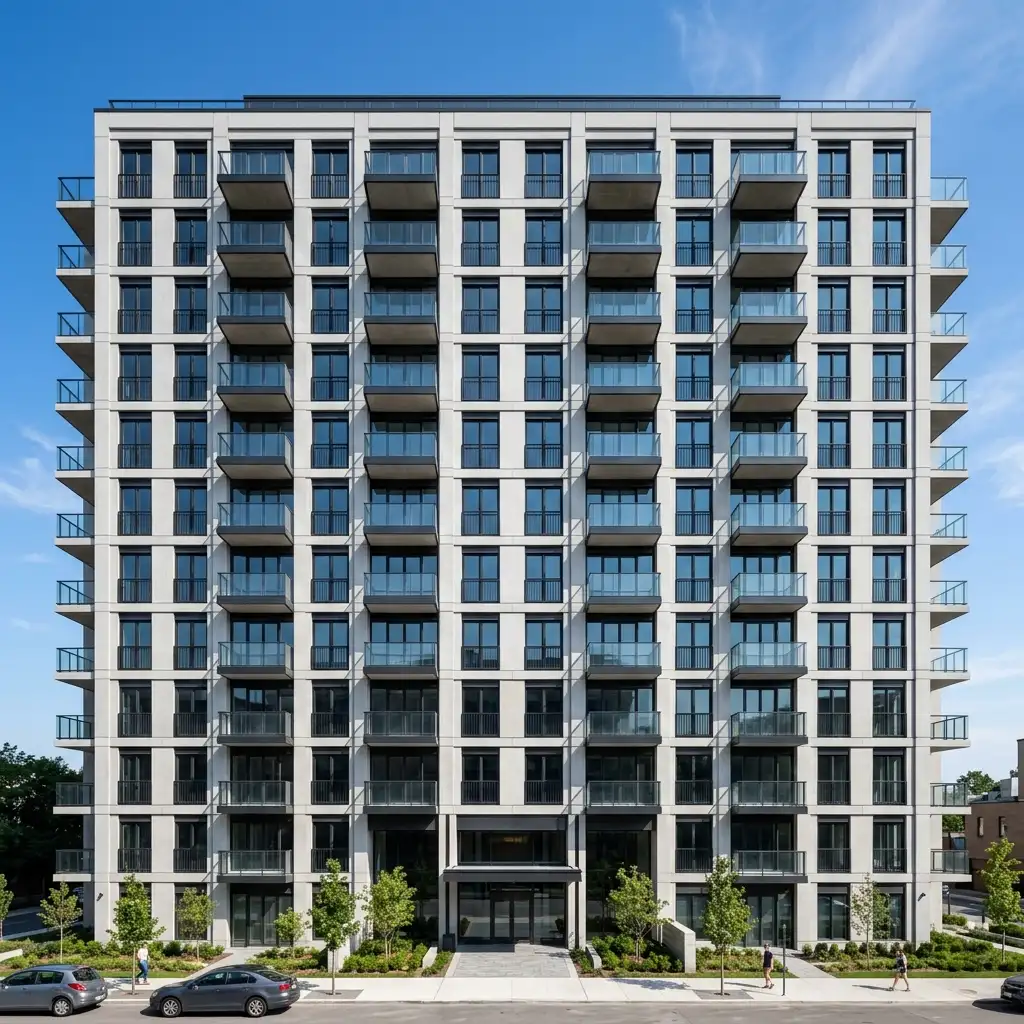 Fachada de edificio de obra nueva