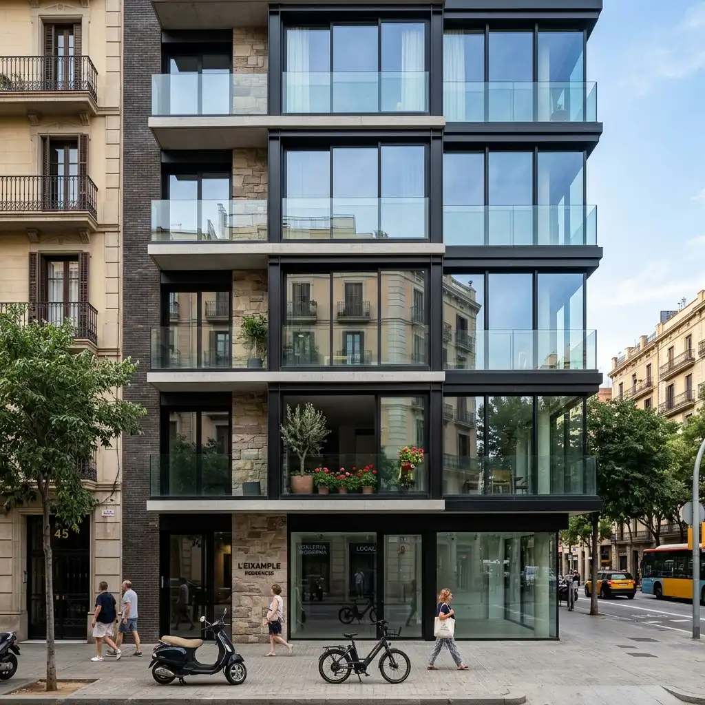 Rehabilitación de fachada en Barcelona - Cerramientos de aluminio Sapirio
